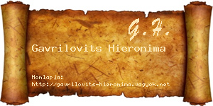 Gavrilovits Hieronima névjegykártya